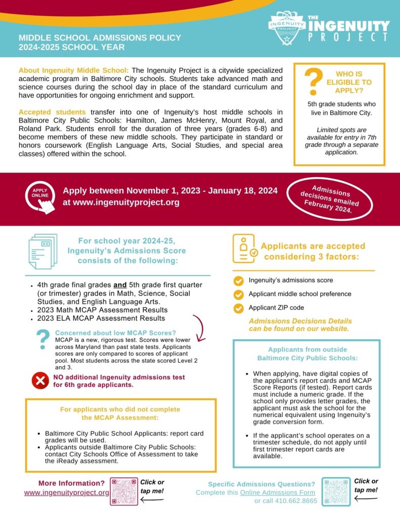 Admissions & Enrollment Policies – Ingenuity Project